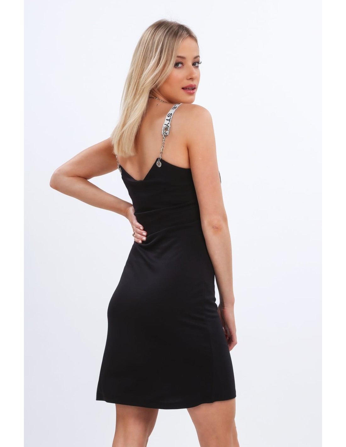 Black dress with fitted application MP62114 - Online store - Boutique